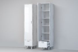 Пенал Эго П-1, с 1 дв, 1 ящ. ( на ножках) Бетон светлый/Белый глянец | подробнее Пенал Эго П-1, с 1 дв, 1 ящ. ( на ножках) Бетон светлый/Белый глянец | фото